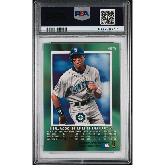 1997 Skybox E-X 2000 #43 Alex Rodriguez PSA 10 Gem Mint Seattle Mariners Pop 15 - Picture 2 of 3